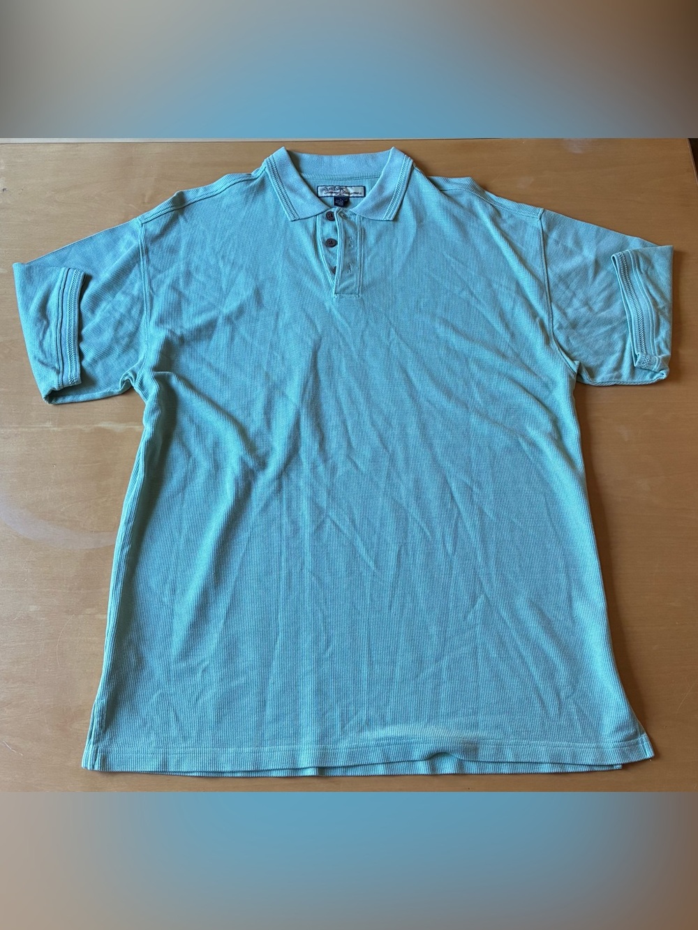 Bahama Green Textured Silk Blend Polo Shirt Men’s Large